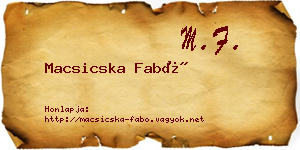 Macsicska Fabó névjegykártya